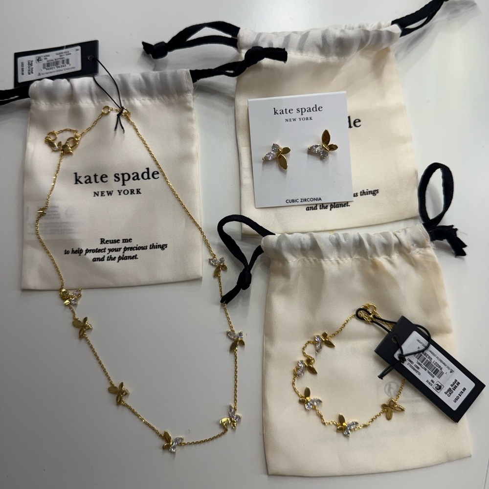 Kate Spade Gold and Silver Butterfly Jewelry Set for Kids